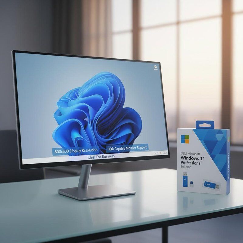 حل OEM Microsoft Windows 11 Professional يتميز بدقة عرض تبلغ 800 × 600 ودعم شاشة تدعم تقنية HDR، وهو مثالي للأعمال